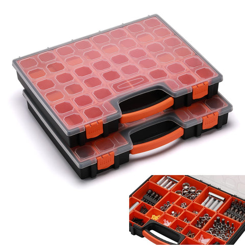 AirToon toolbox with 22 compartments keeps screws, bolts, and nails neatly organized.