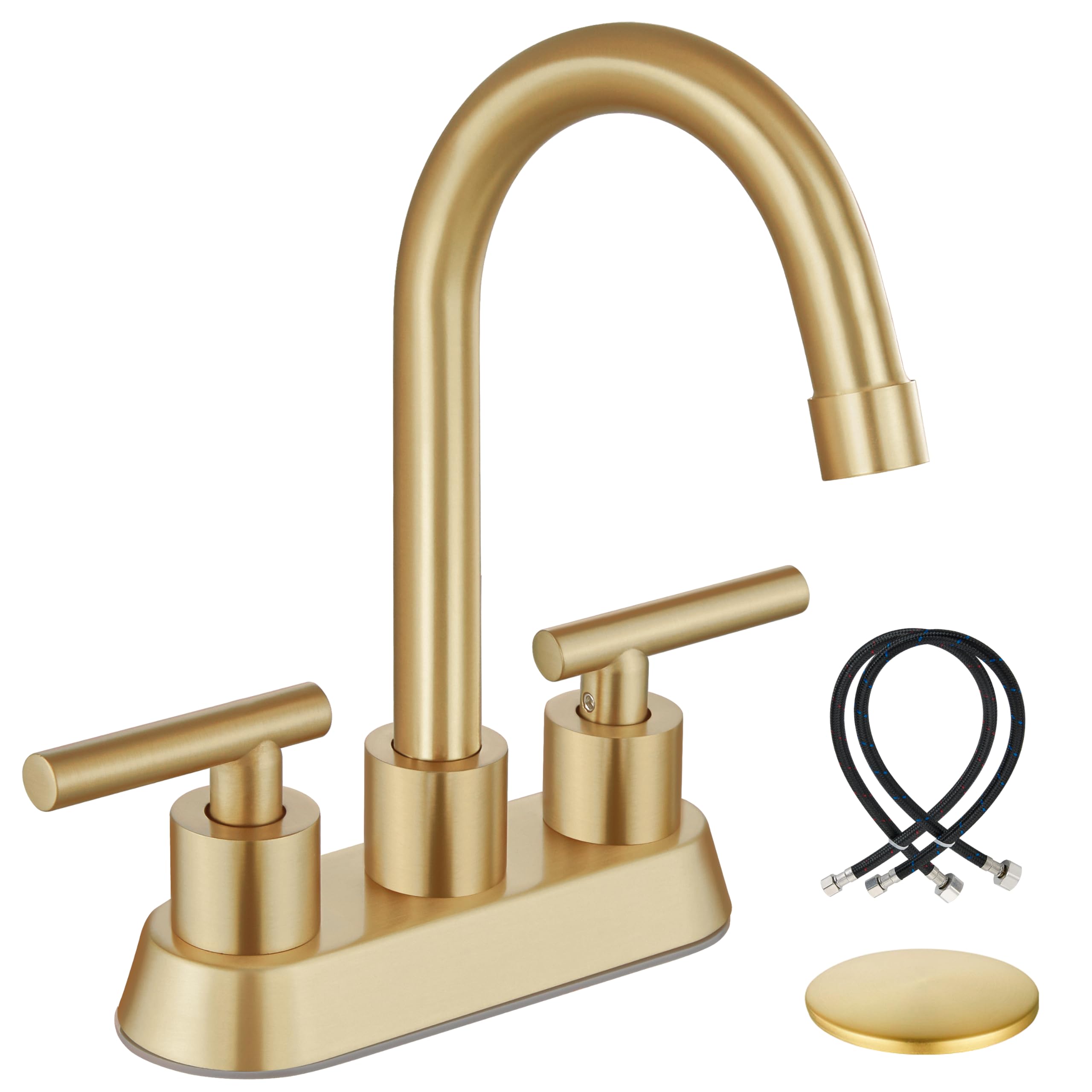 Airuida 4-inch centerset faucet with brushed gold finish for a stylish bathroom upgrade.