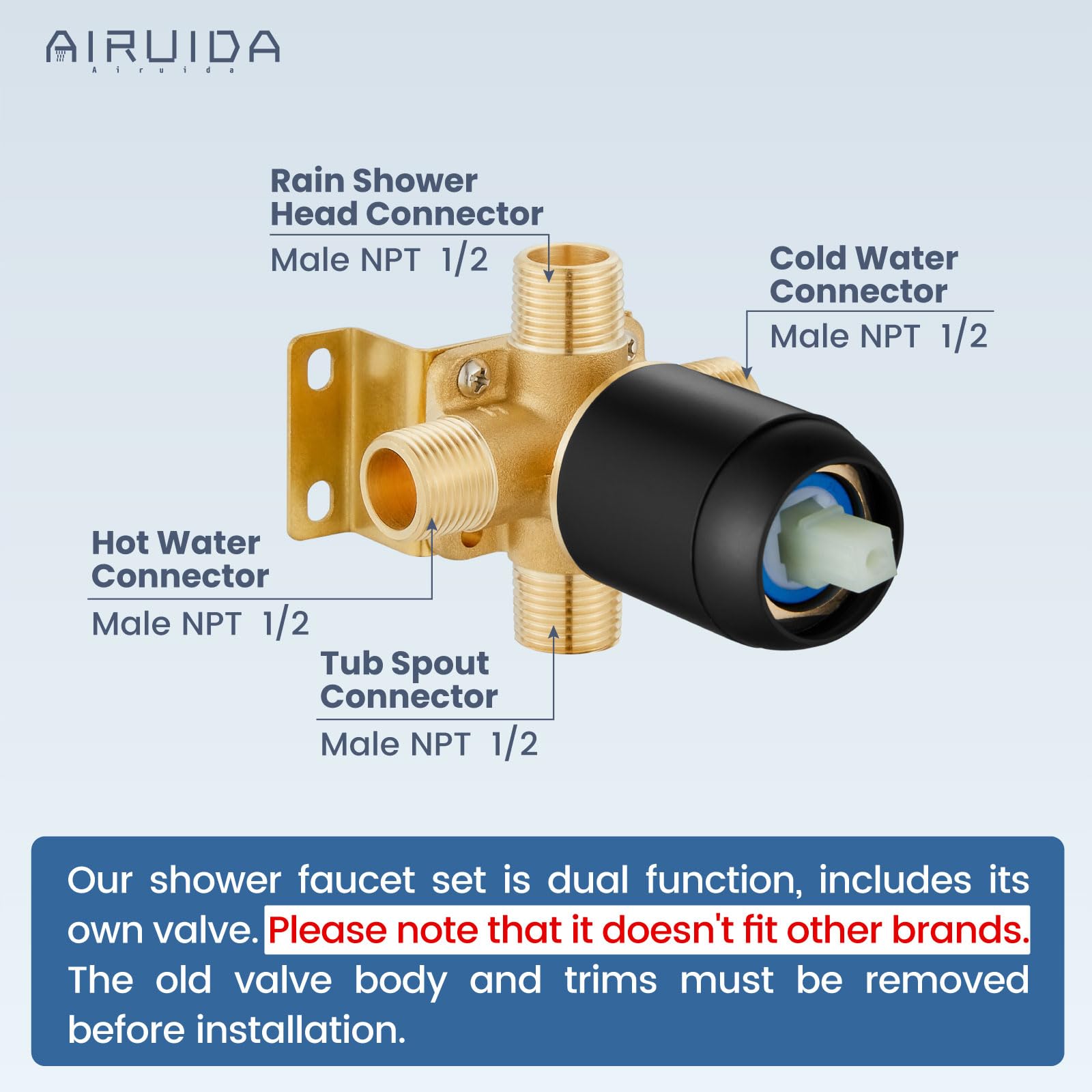 Airuida 6-inch round rainfall head delivers wide spray for a refreshing shower