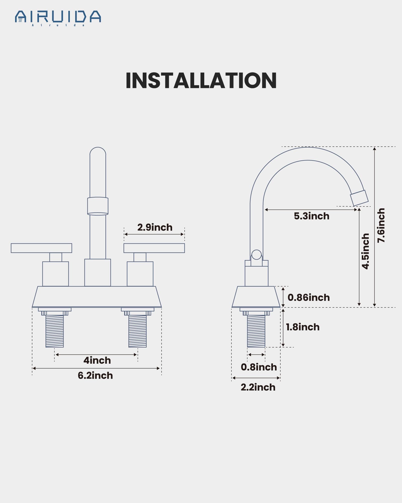 Airuida vanity faucet designed for reliable daily use and durability.