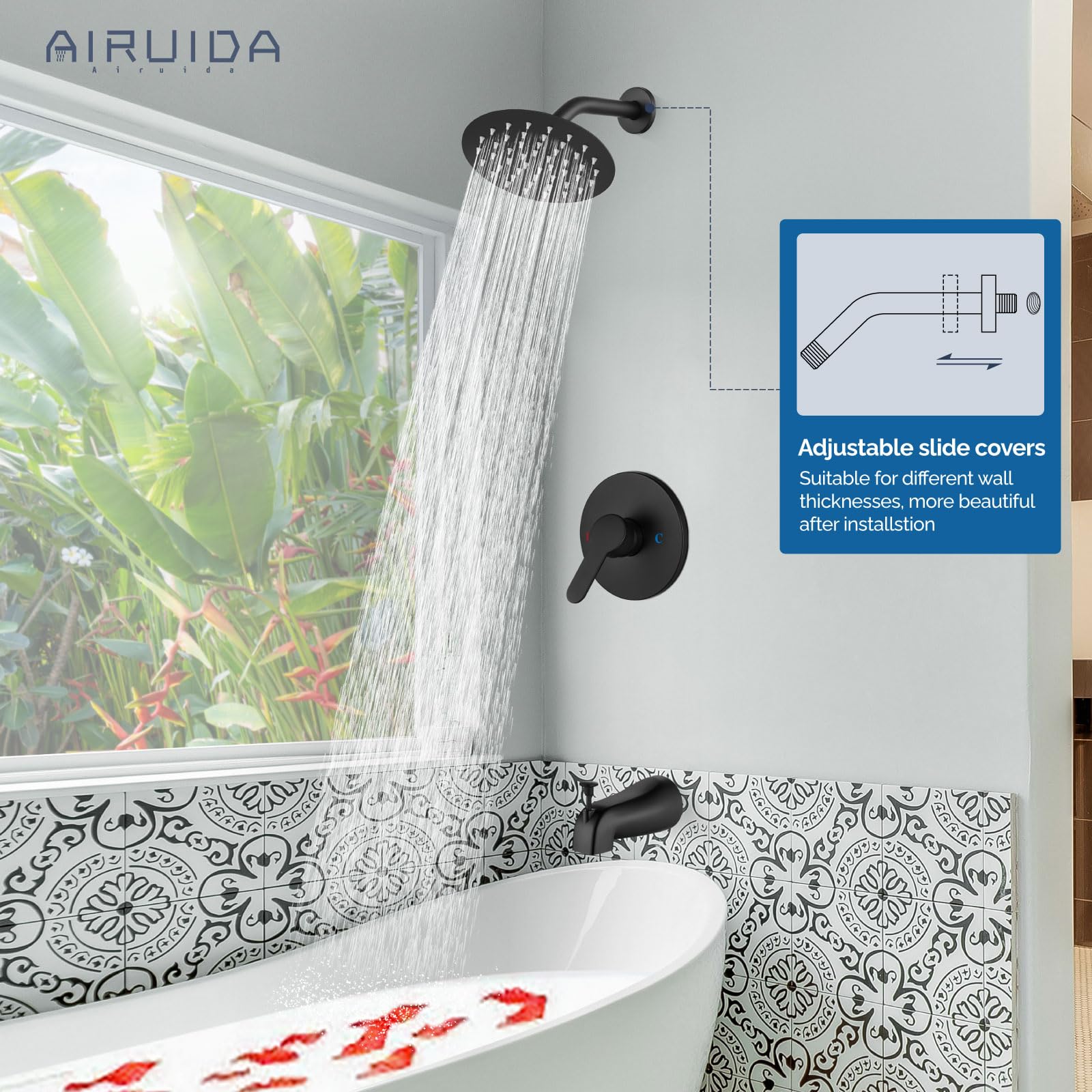 Airuida matte black finish adds modern style and corrosion resistance