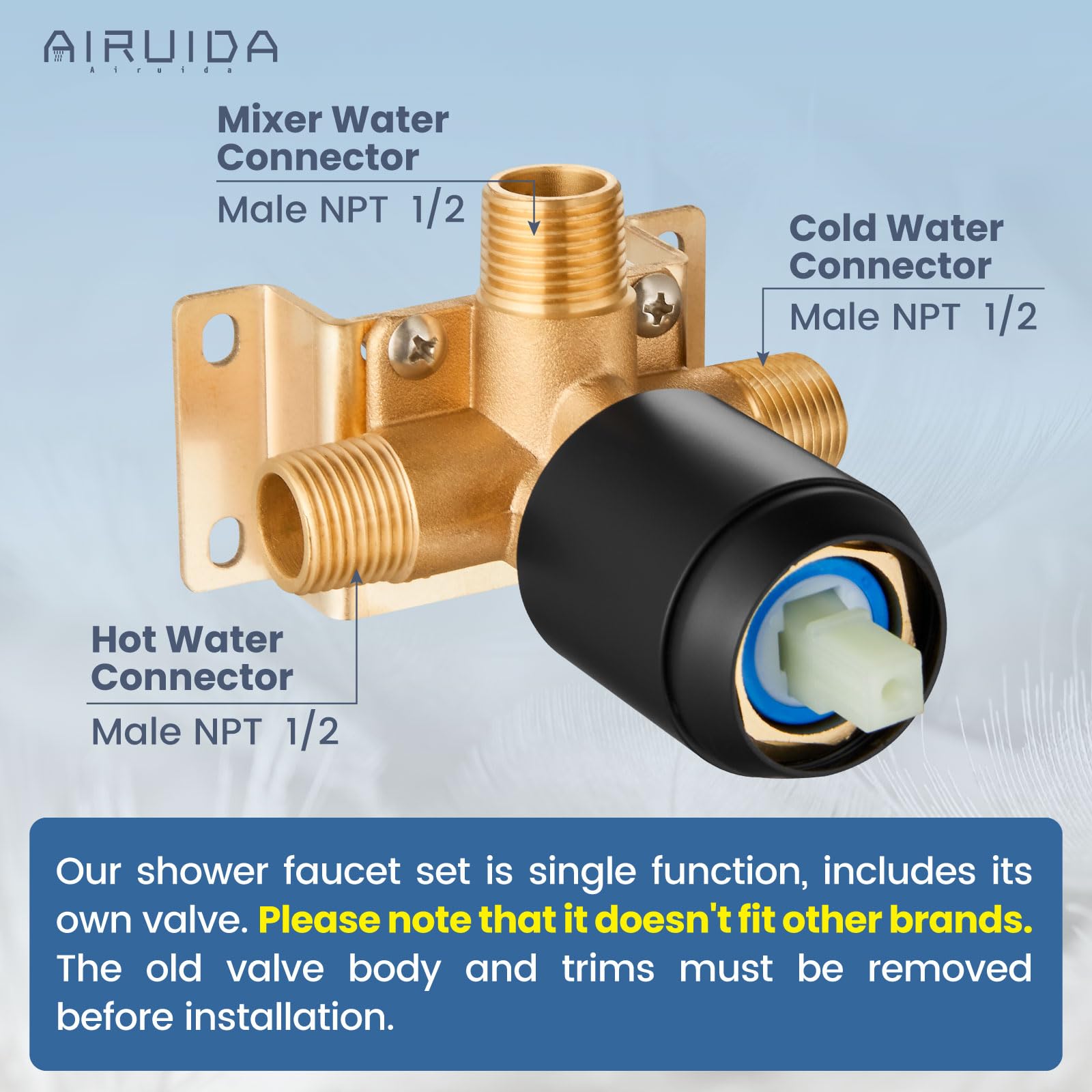 Airuida rough-in valve brass body for durable control