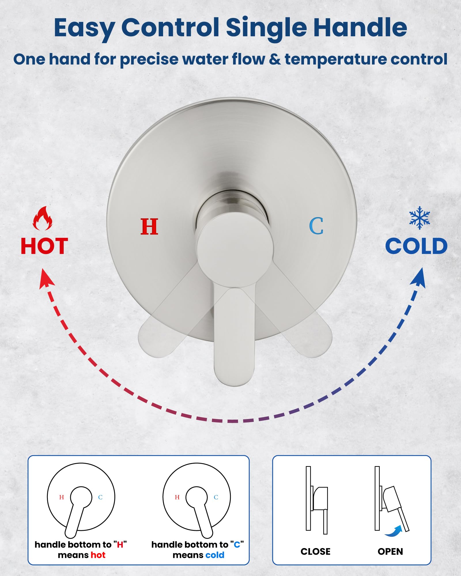 Airuida shower arm extending reach for flexible spray control