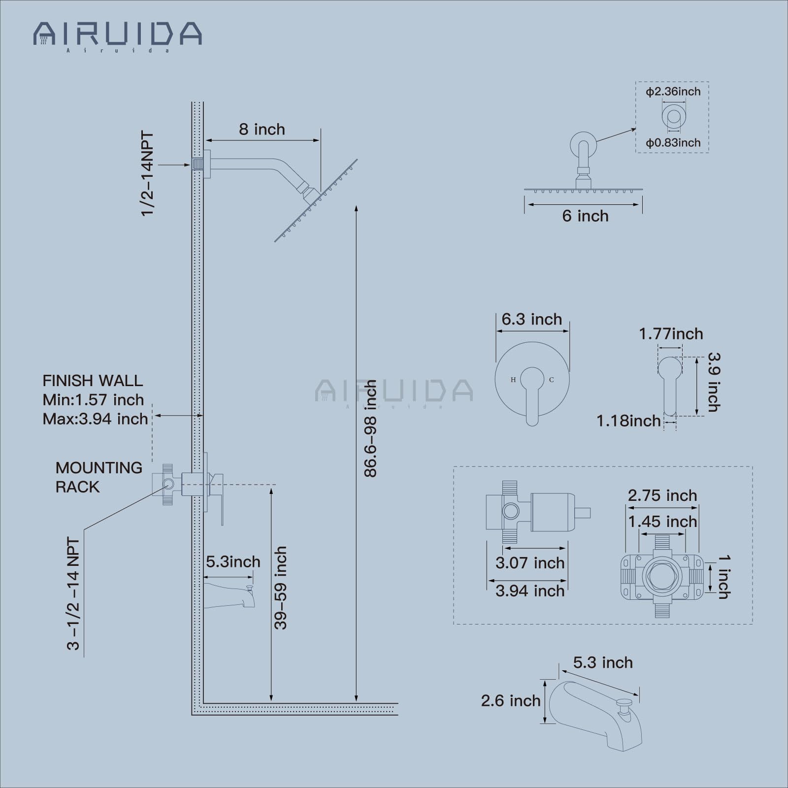 Airuida solid brass rough-in valve ensures stable water control
