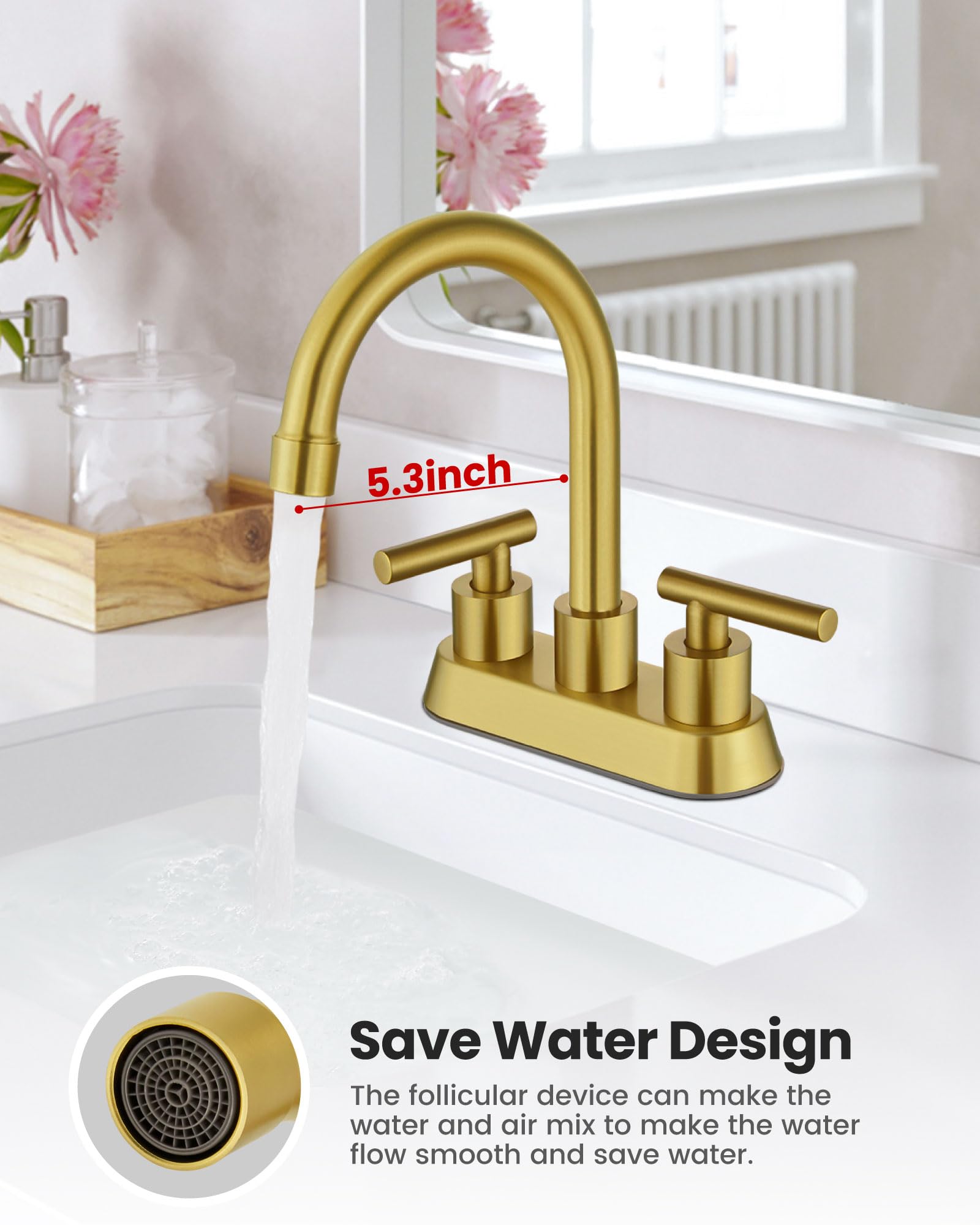 Airuida water supply lines included with faucet for easy installation.