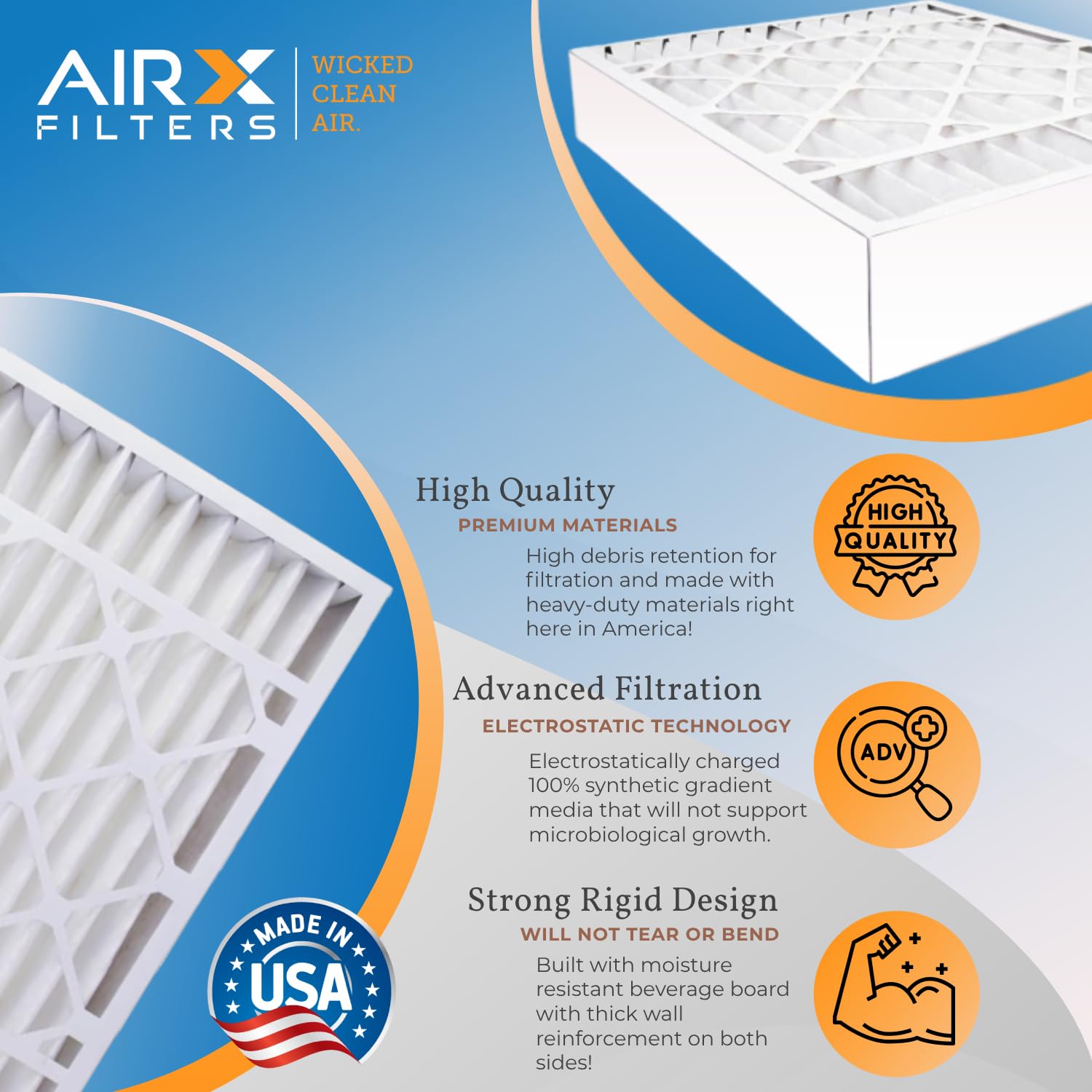 AirX Filters Wicked Clean Air installed inside an HVAC system for steady airflow.