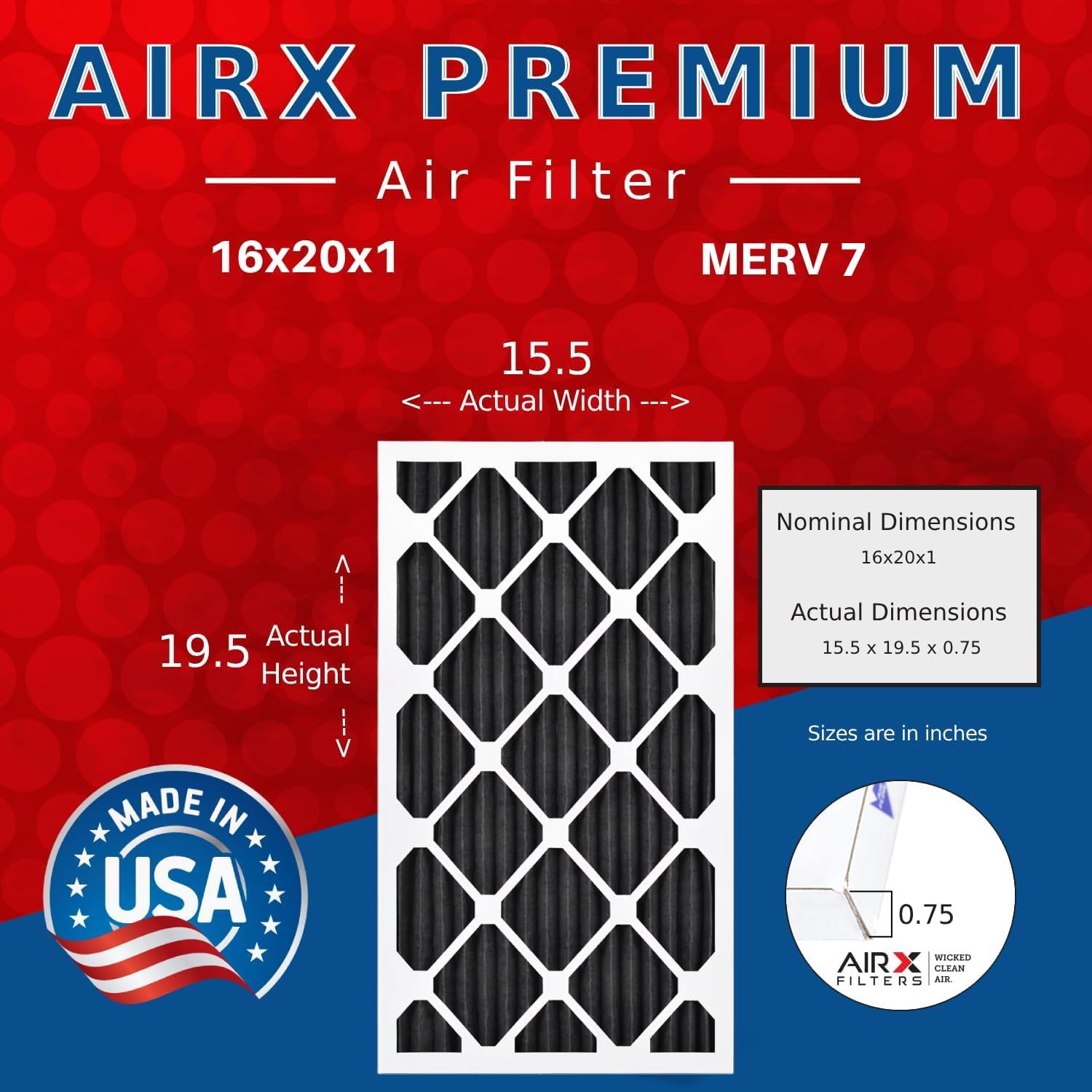 AIRX FILTERS WICKED CLEAN AIR MERV 7 filtration captures small particles for cleaner indoor air