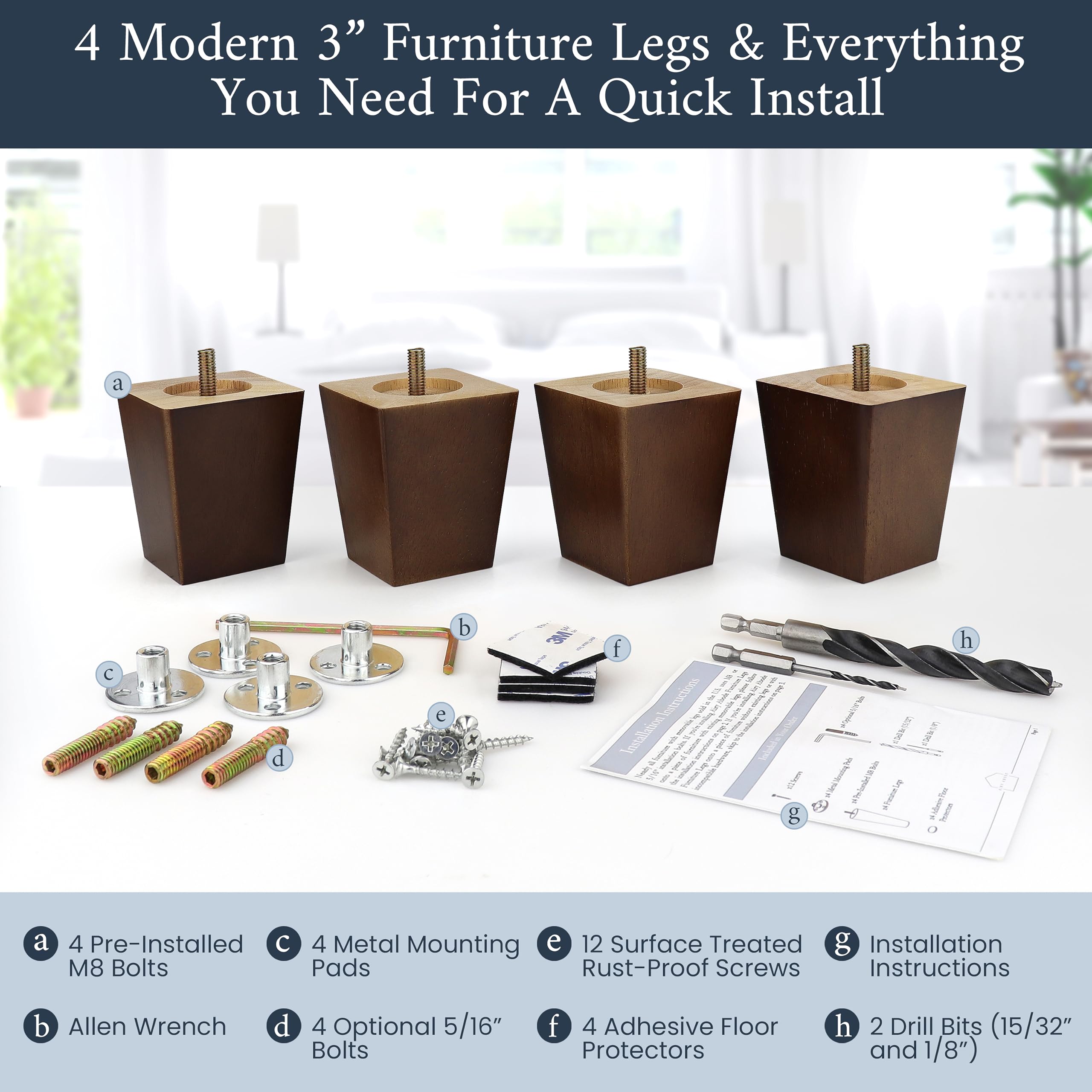 Airy Abode walnut square leg tall eight-to-twelve inch option in use