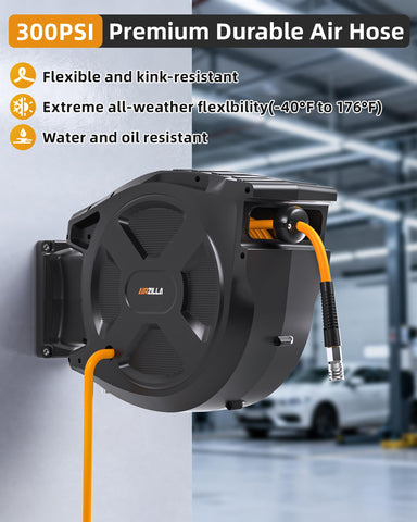 AIRZILLA hose reel quick connect kit shown for easy tool setup.