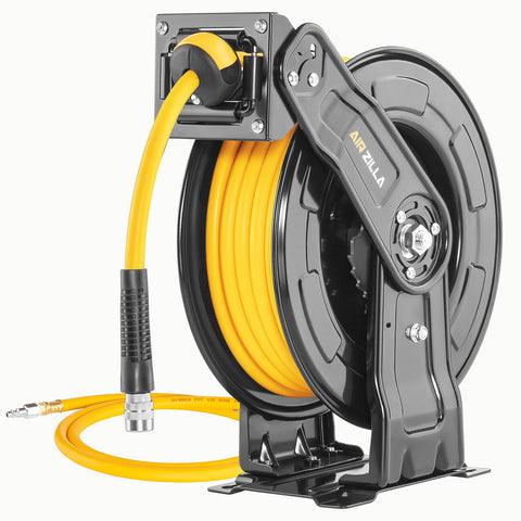 AirZilla premium steel reel shown for durable indoor and outdoor use.