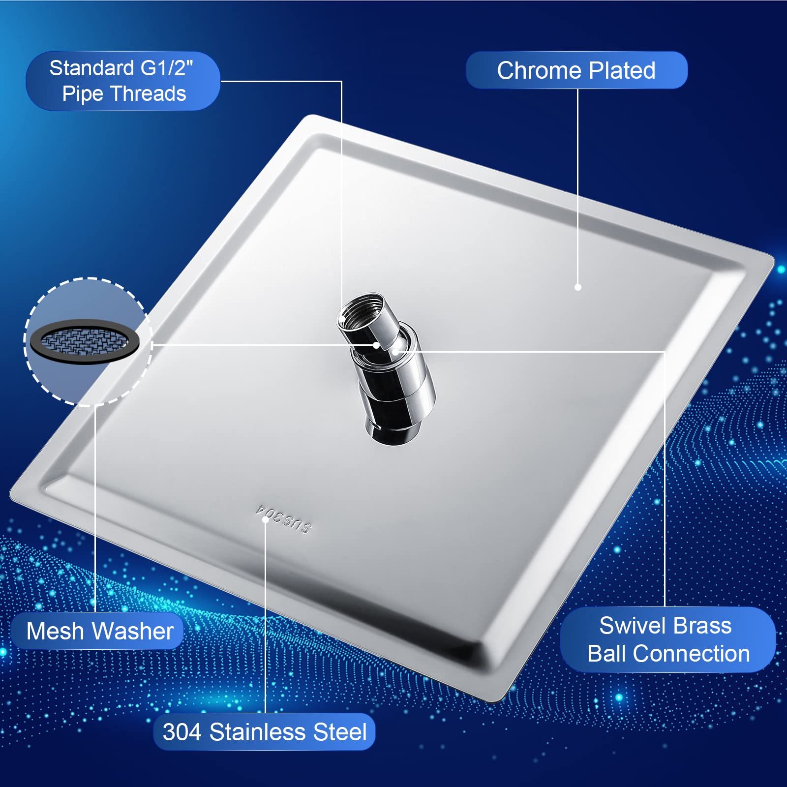 Aiscsc ultra-thin square rain shower head with modern design.
