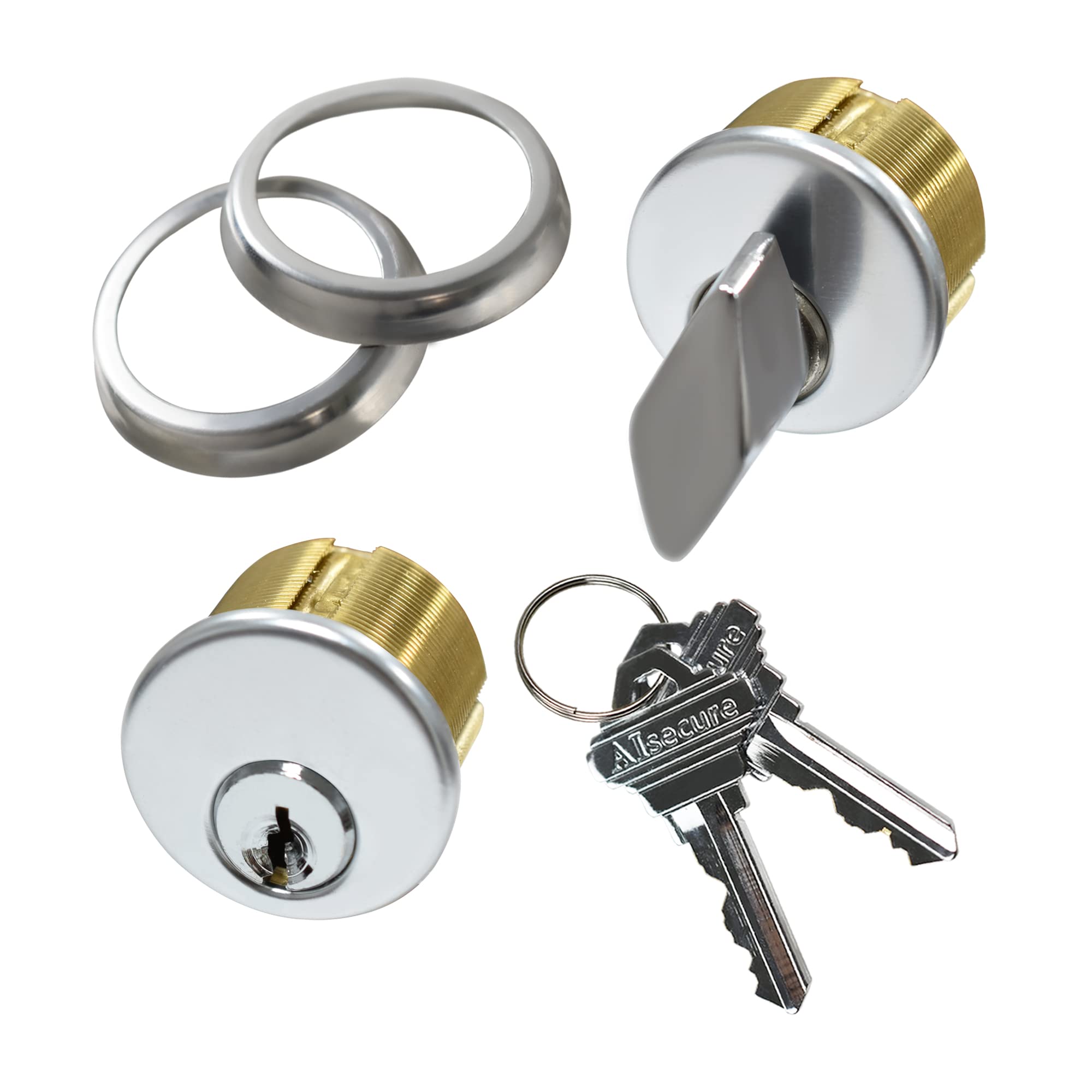 Satin chrome finish on brass mortise cylinder for a professional look and corrosion resistance.
