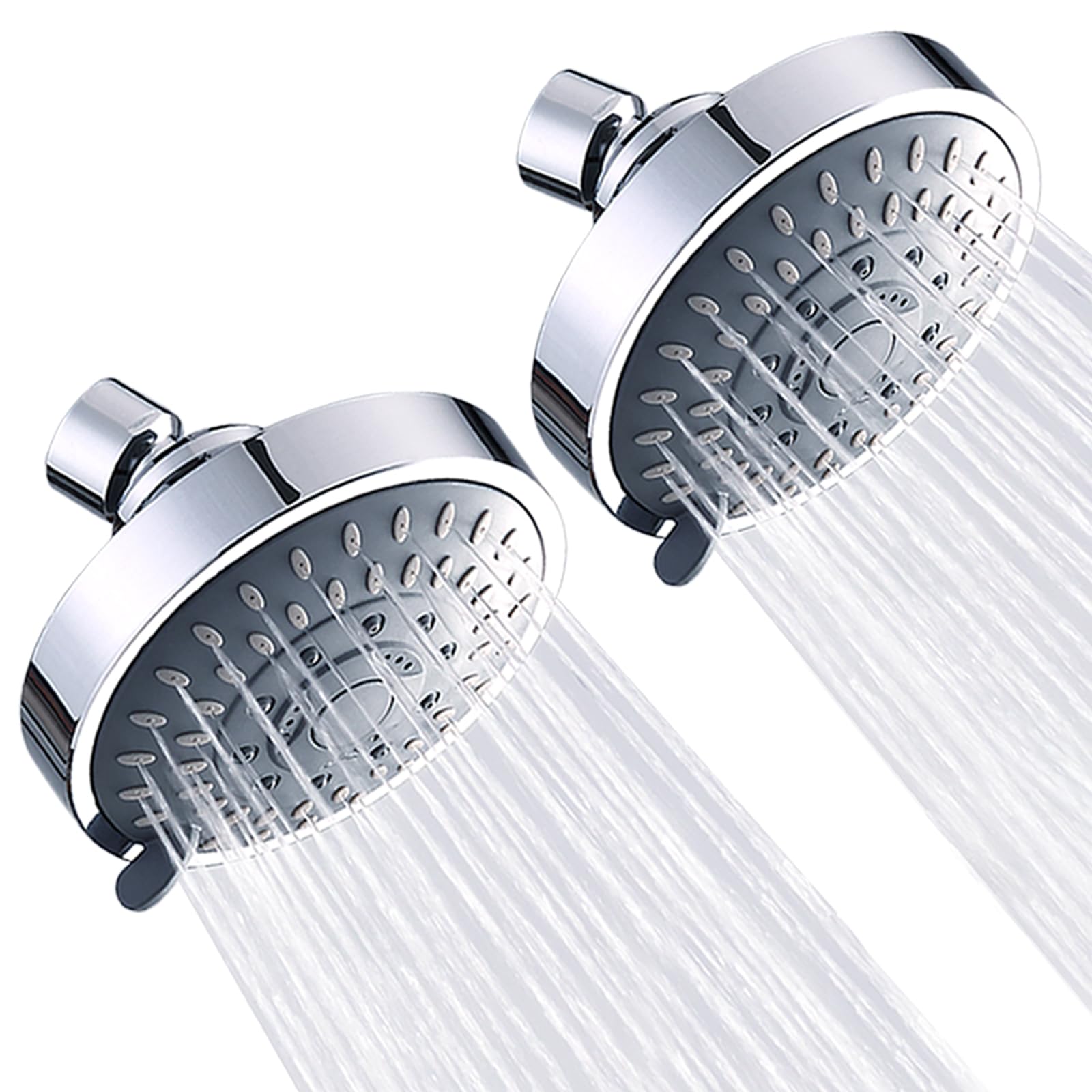 AISOSO shower head 2pcs chrome finish with a 4.1 inch panel for powerful spray