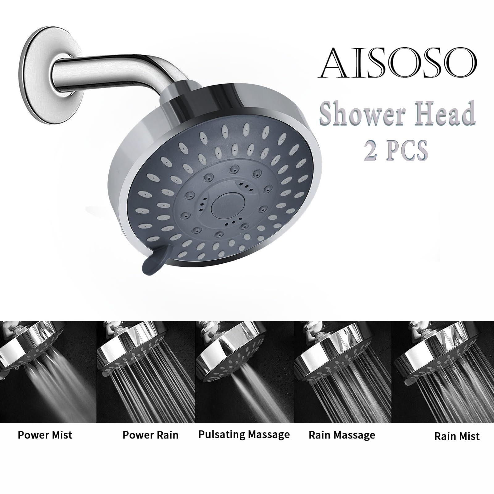 AISOSO shower head with 360 degree rotation joint for easy angle adjustment