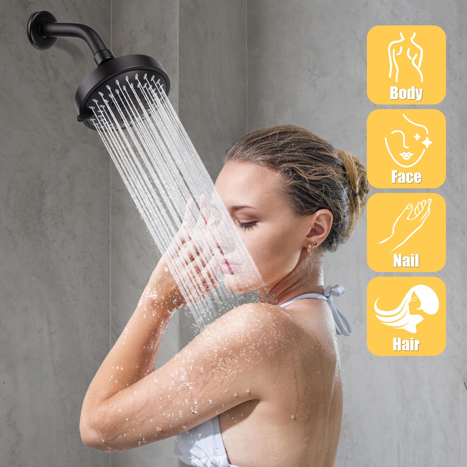 AISOSO easy installation with G1-2 thread fits standard shower arms quickly