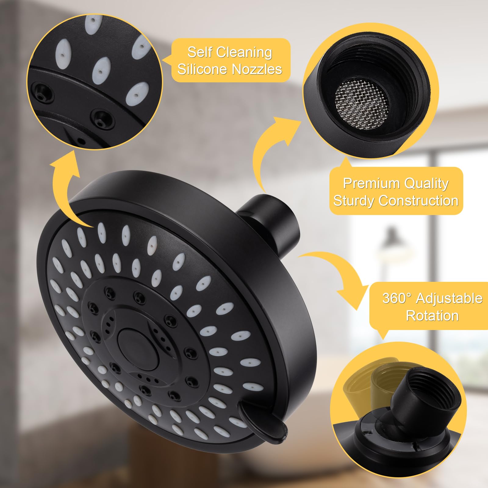 AISOSO matte-black-finish showerhead adds luxury and durability to bathrooms
