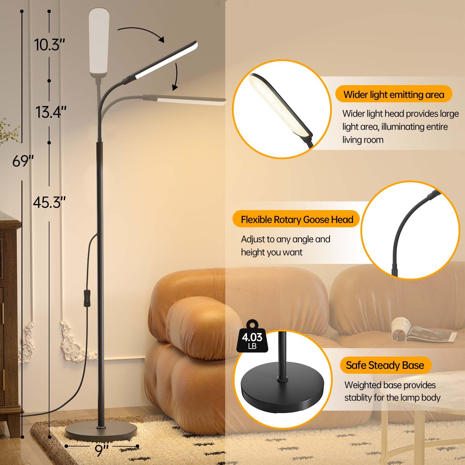 Aisutha floor lamp quick, tool-free two-minute assembly.