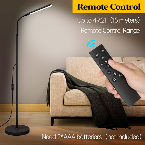 Aisutha floor lamp remote control image highlighting 50ft range.