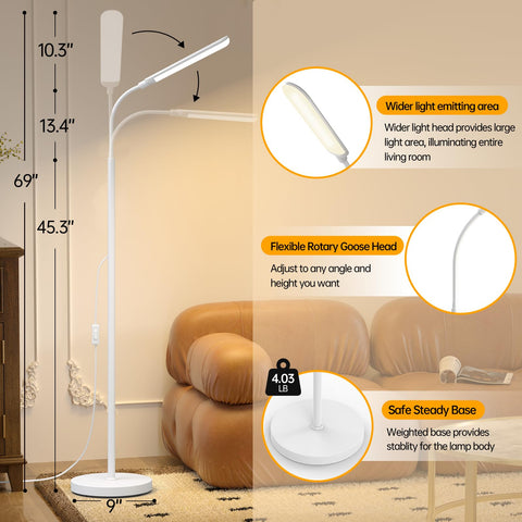 Aisutha floor lamp color temperature range from warm to cool.