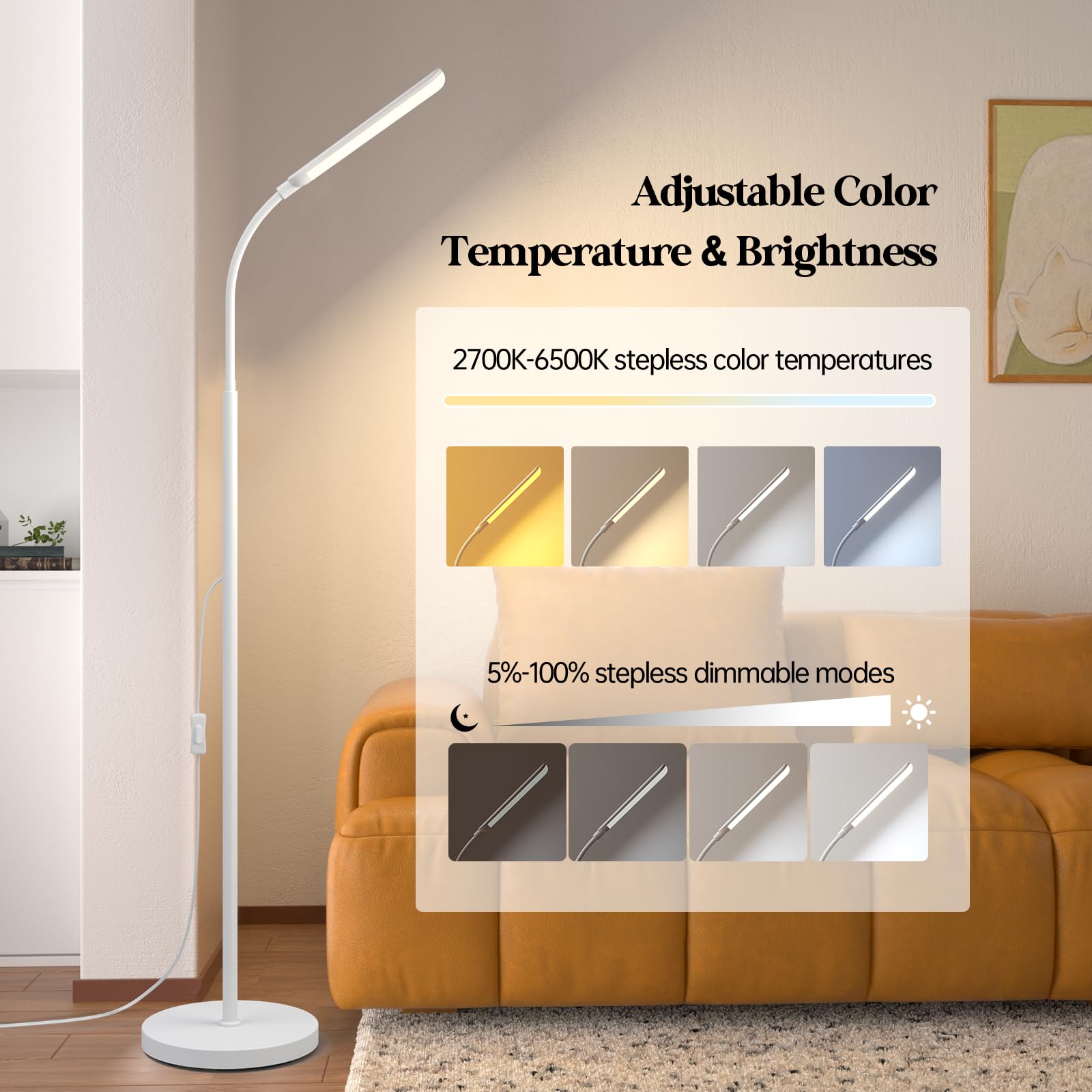 Aisutha floor lamp stepless dimming for customizable brightness.