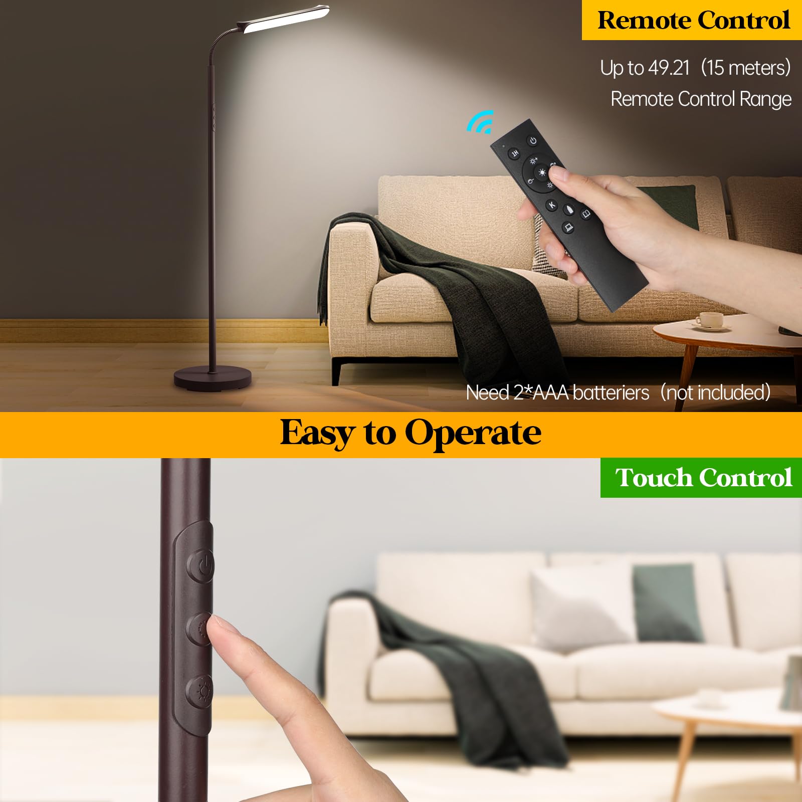 Aisutha lamp delivers 1800 lumens for bright living spaces.