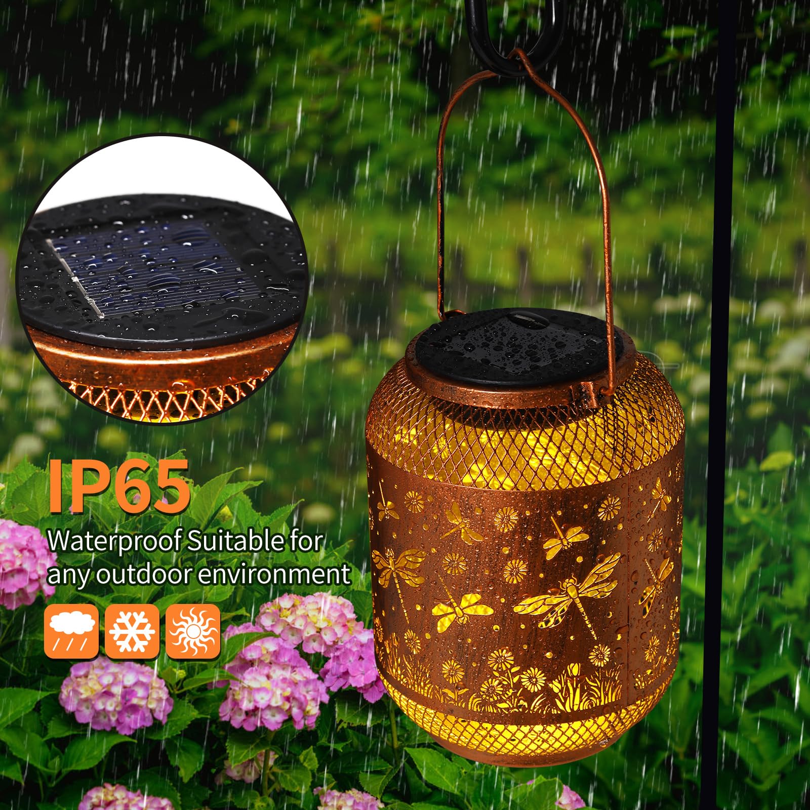 AITENISEN dragonfly lantern hangs from trees or posts, easy to install.