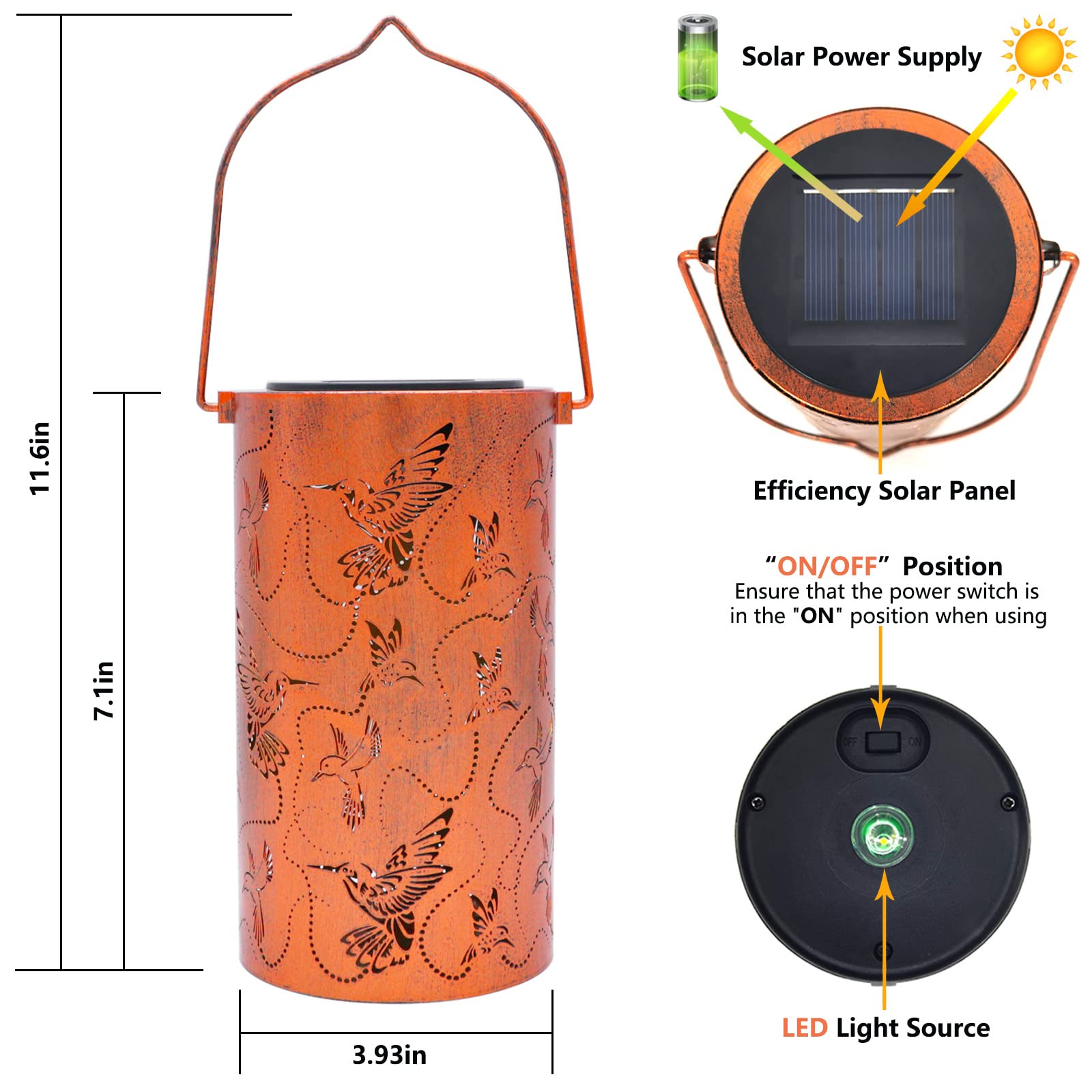 AITENISEN hummingbird-pattern lantern creates a graceful garden focal point.