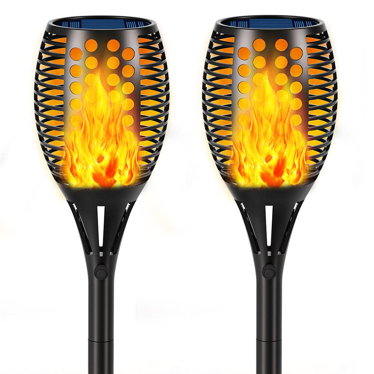 Aityvert upgraded solar torch lights with flickering flame for romantic garden ambiance.