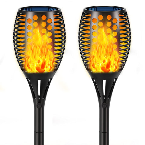 Aityvert upgraded solar torch lights with flickering flame for romantic garden ambiance.