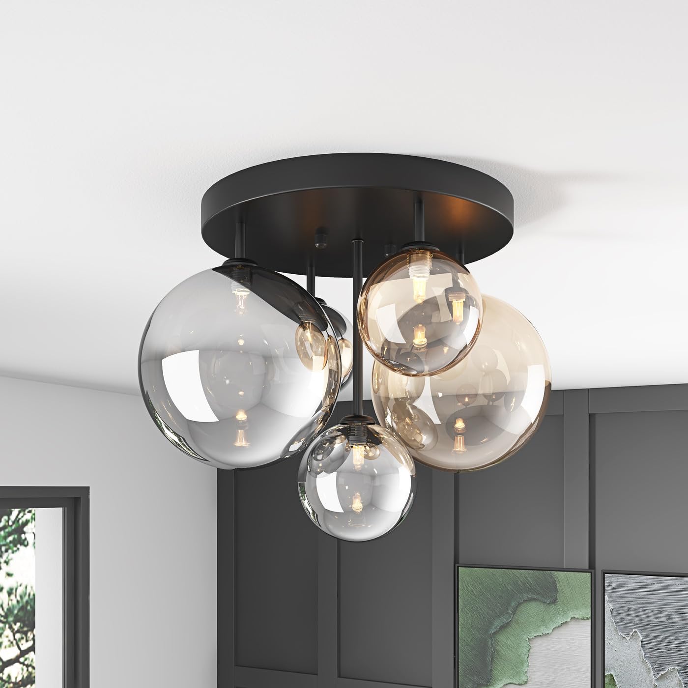 Aiwen 5 light sputnik globe shade assembly delivering stylish ambient lighting