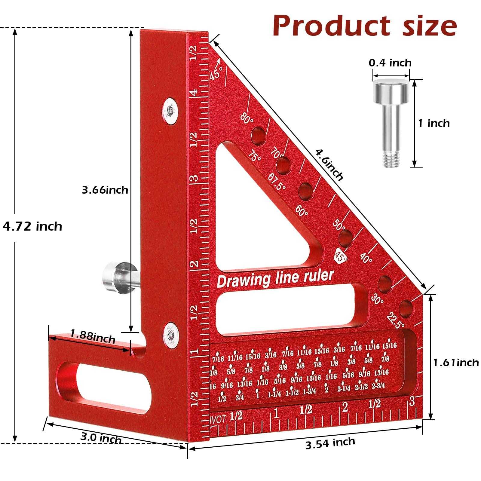Aiwons 3D ruler with 22.5–90° scales for precise bevels.