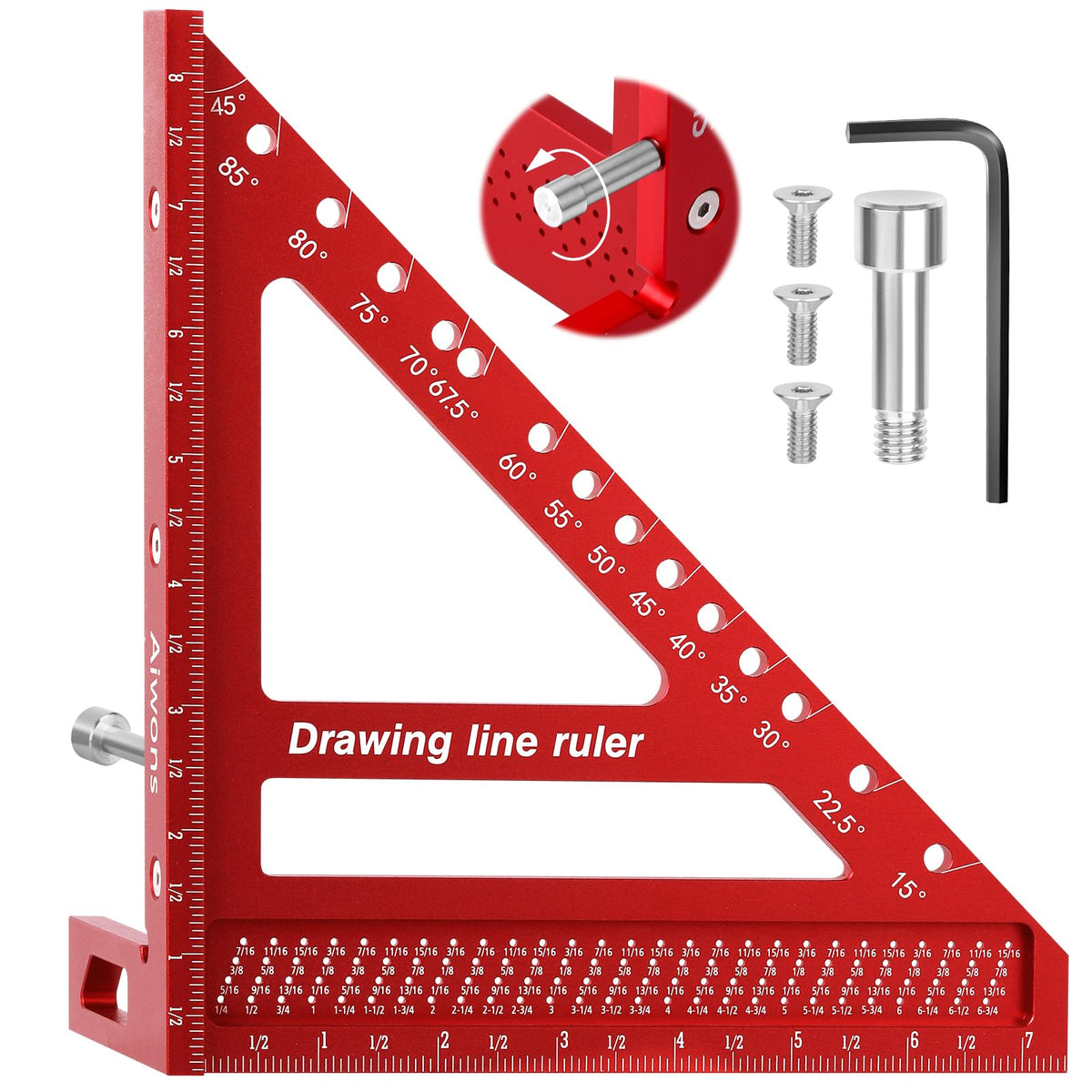 AIWONS 8.5-inch 3D multi-angle ruler front view highlighting precise angle setup