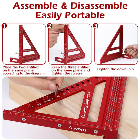 AIWONS red aluminum ruler drawing line capability for layout tasks