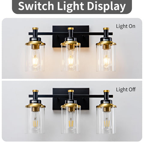 Aixialin 3-light vanity fixture with E26 compatibility for flexible brightness