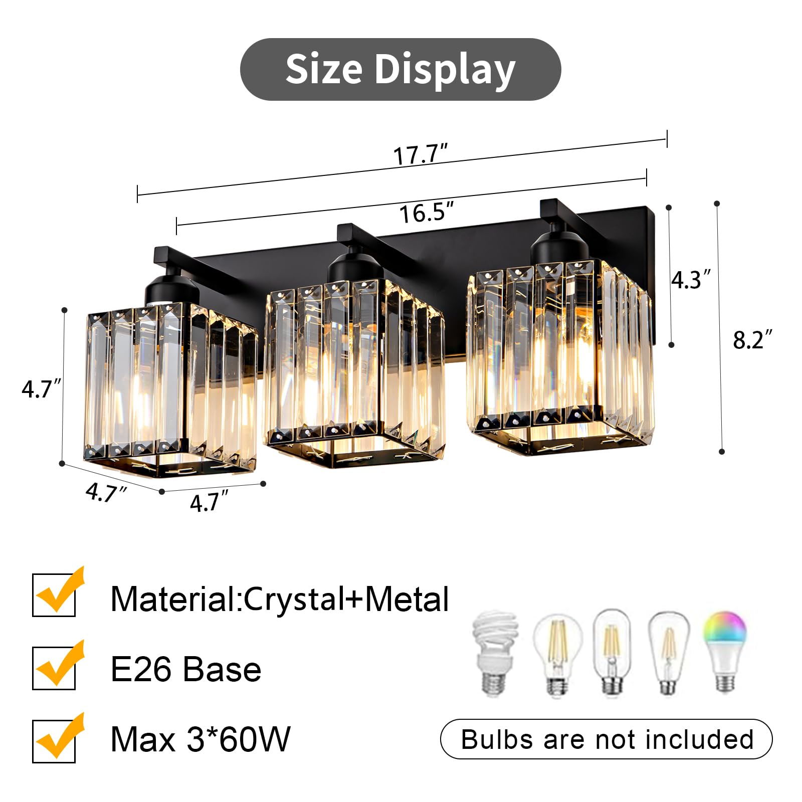 Aixialin brushed finish vanity light with moisture-resistant durable design.