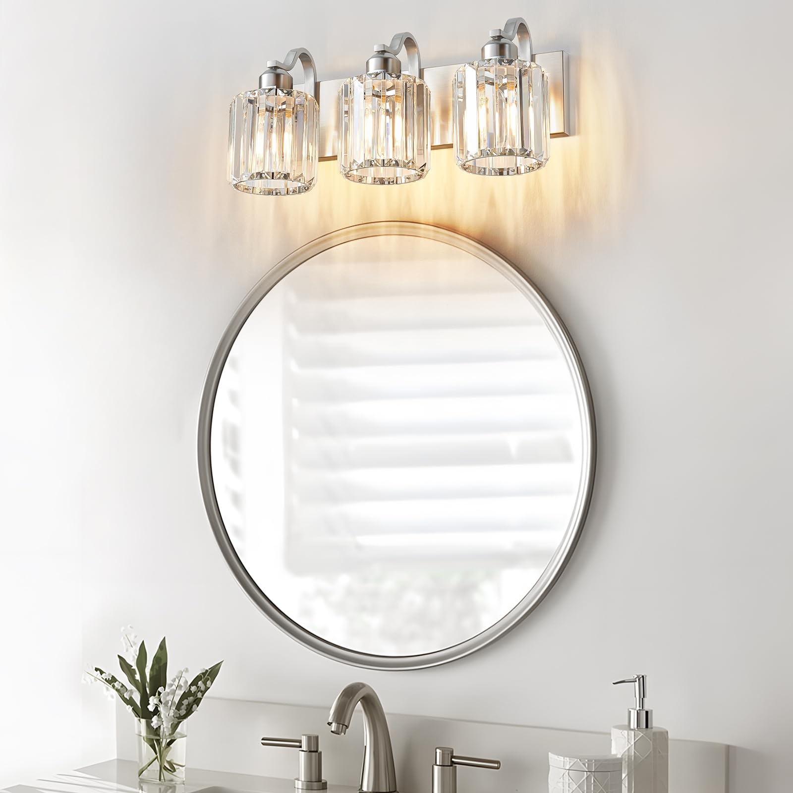 Aixialin brushed nickel finish base and arm offer moisture resistance and a modern look
