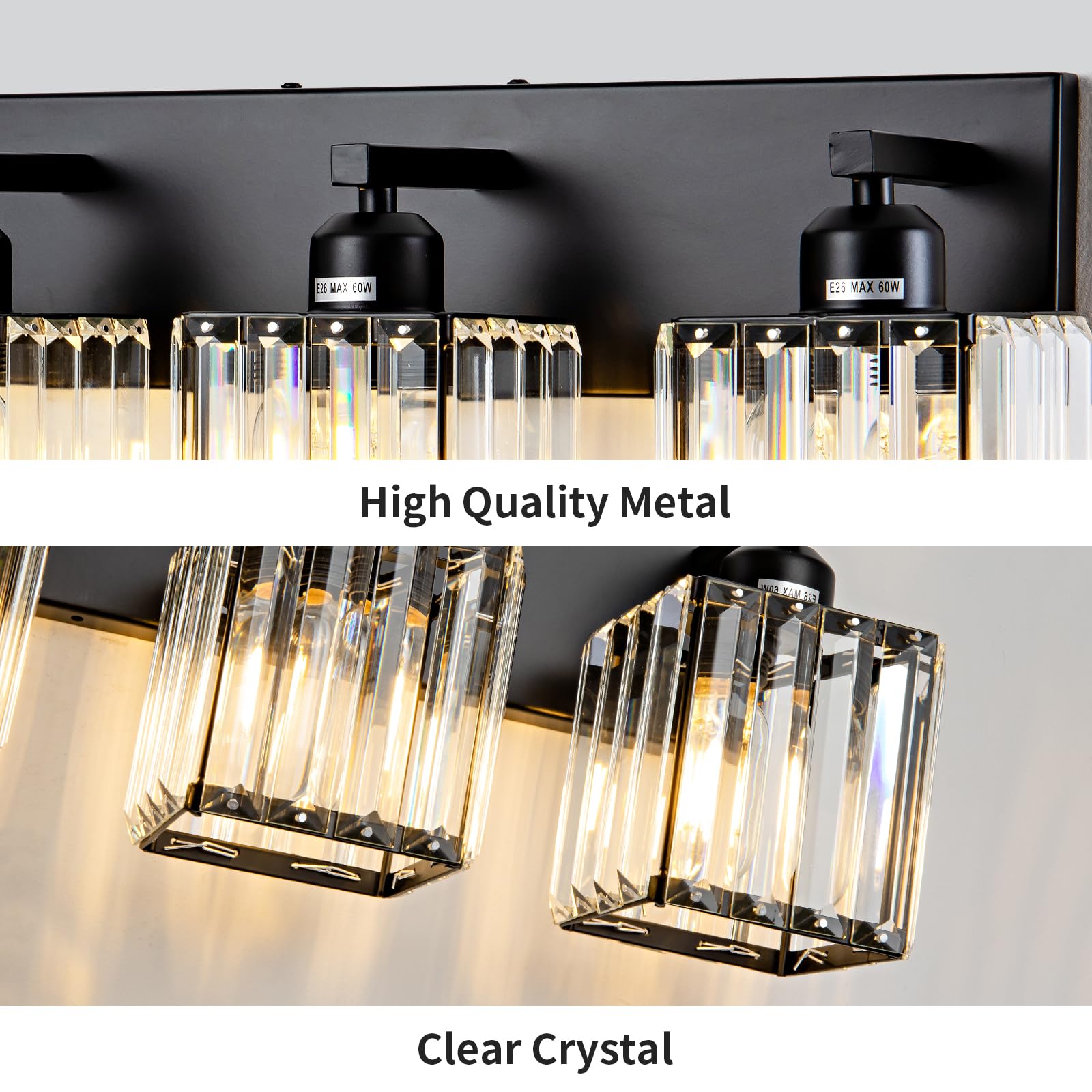 Aixialin E26 base vanity light compatible with dimmable bulbs for ambience.