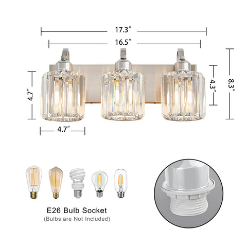 Aixialin vanity light with E26 base supports dimmable bulbs for adjustable brightness