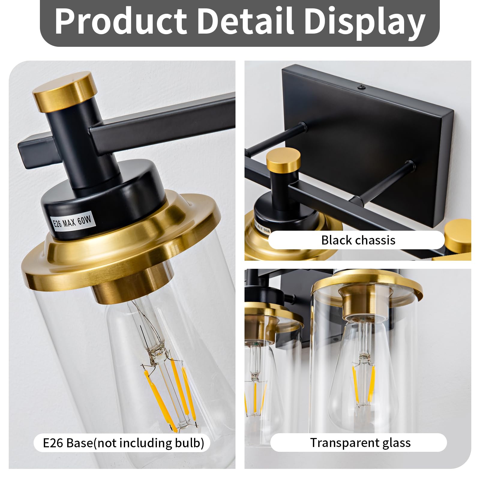 Aixialin glass shade close-up highlighting dustproof lampholder