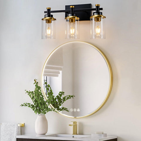 Aixialin wall sconce over mirror with diffused shade for soft bathroom lighting