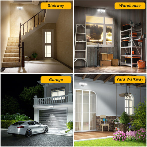 AIXPI motion-activated lights illuminate when movement is detected at night.