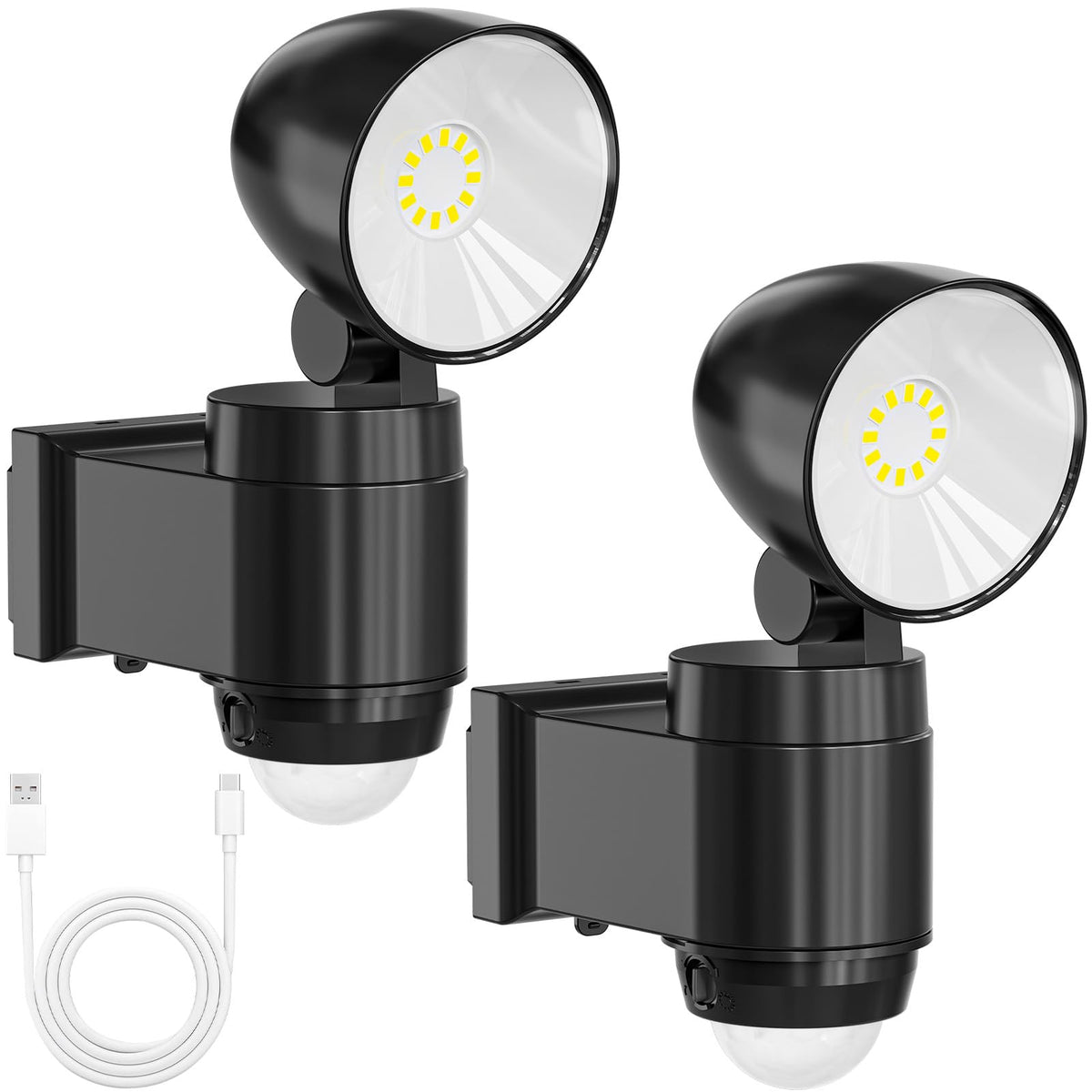 AIXPI rechargeable motion sensor light front view for outdoor security lighting