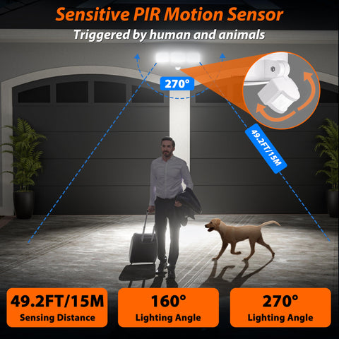 AIXPI outdoor light with IP65 waterproof rating for rain and snow, ideal for garage or driveway.
