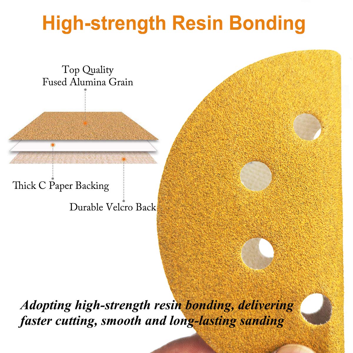 Aiyard 5-inch 8-hole disc deburring metal edges with 120 grit precision
