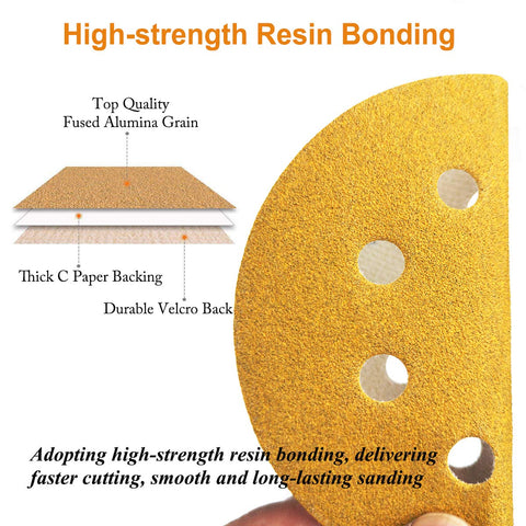 Aiyard 5-inch 8-hole disc deburring metal edges with 120 grit precision