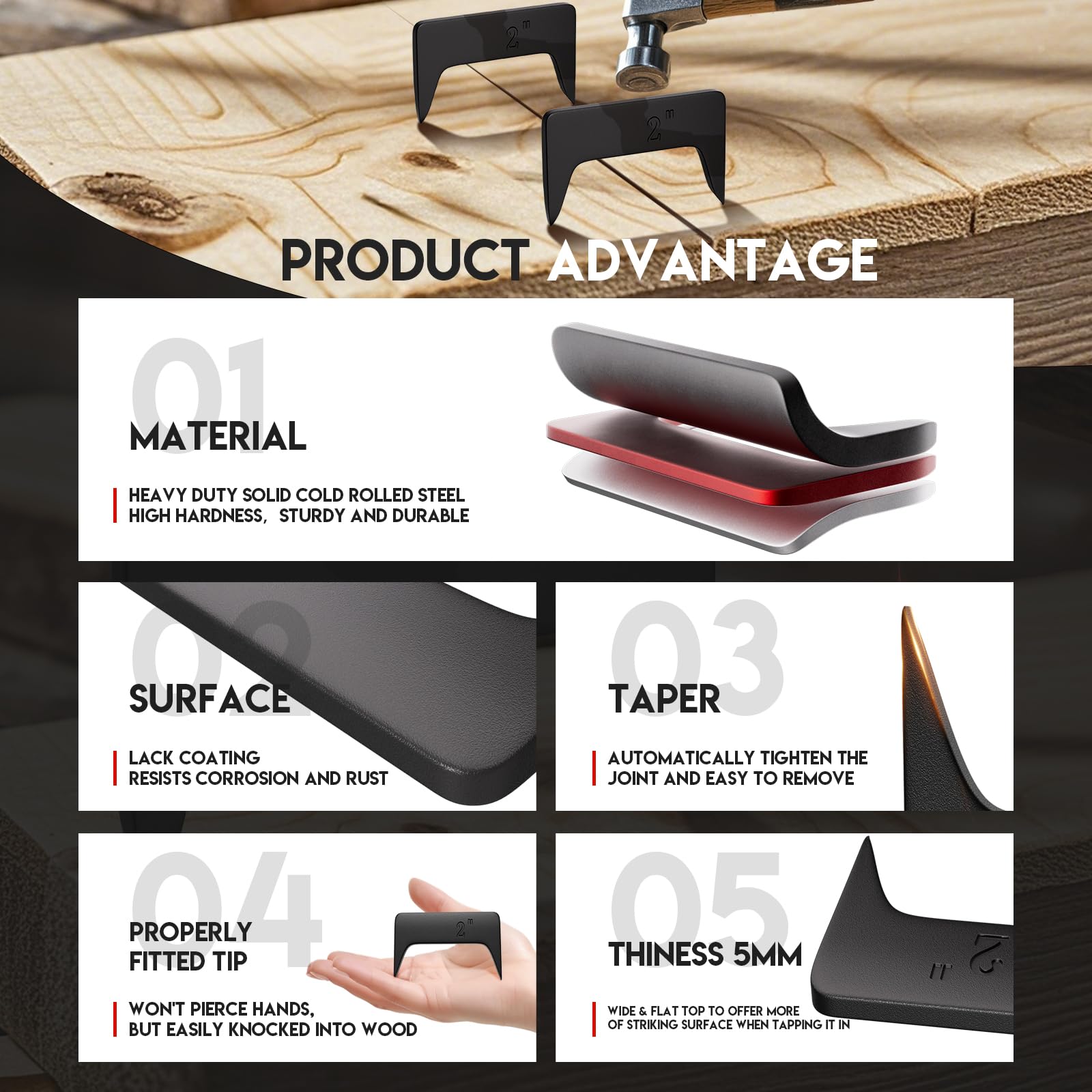 AIYOTAR pinch dogs with flat top design for easy hammering and tight joints
