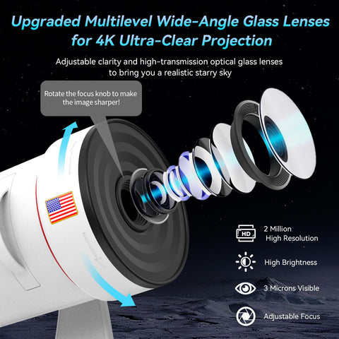 aiyyotto Star Projector includes 10 planetarium slides for varied space scenes.