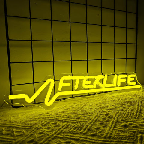 Ajoyferris Cyberpunk neon sign side illumination, dramatic wall lighting.