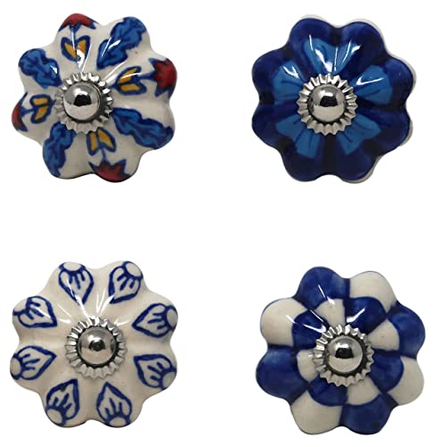 Ajuny blue ceramic knob on a dresser highlights vintage-inspired charm