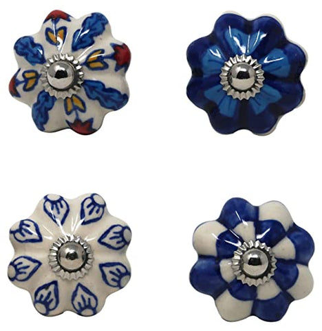 Ajuny blue ceramic knob on a dresser highlights vintage-inspired charm